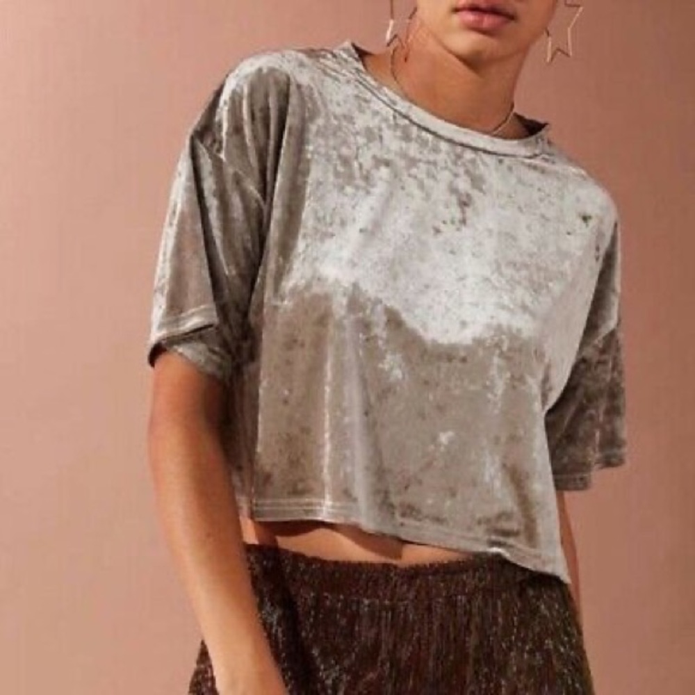 Urban outfitters velvet metallic crop top
